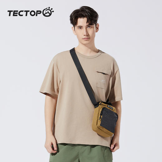 探拓户外春夏男式圆领短袖舒适全棉简约宽松清爽柔软透气纯色百搭 商品图0