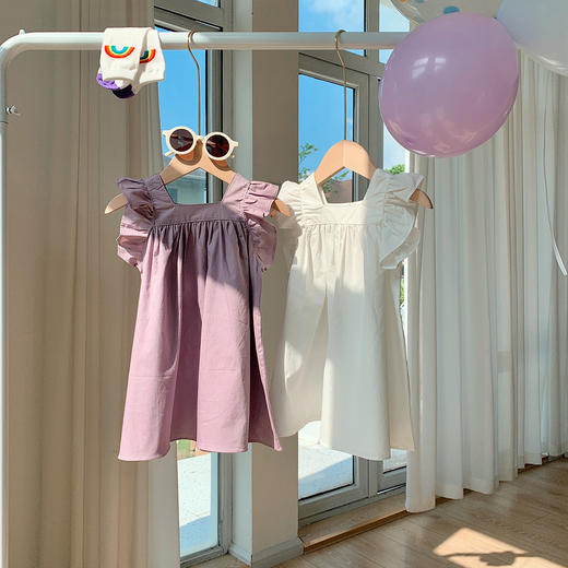 【白裙小T搭，童装小清新！】儿童荷叶边小白裙白T恤，女童纯棉小飞袖连衣裙短袖六一夏款，精致可爱，展现小清新风格！-lm 商品图0