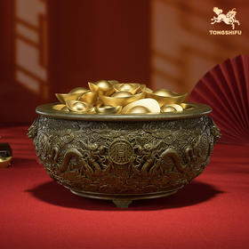 铜师傅铜摆件《祥龙聚宝盆》桌面客厅家居装饰品家用开业乔迁摆件