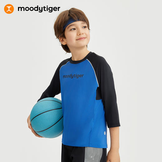 【专属】moodytiger男童拼接七分袖长袖休闲运动圆领T恤41110106 商品图0