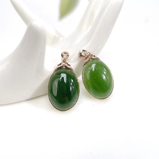 18K碧玉吊坠-水滴扣全包蛋面 商品图0