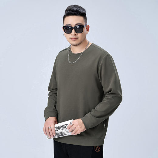 【新款DMH】大依优型大码圆领卫衣长袖弹力加肥加大胖子上衣男士T恤肥佬打底男装 商品图2