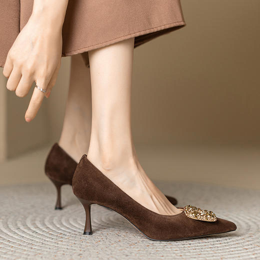 【预售5天】轻奢优雅百搭，尖头羊翻皮高跟鞋XKDY&X1651 商品图6