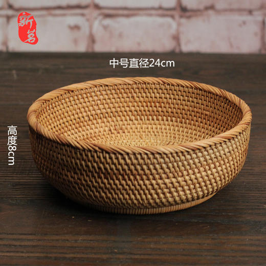 秋藤手工编织收纳筐 圆形 商品图5