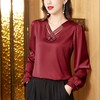 SMZ15139中国风盘扣衬衫女春季2024新款长袖缎面上衣复古洋气中年妈妈小衫 商品缩略图1
