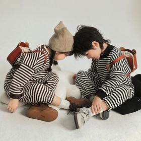男童春秋套装女童秋装韩版宝宝圆领婴儿条纹两件套儿童衣服童装