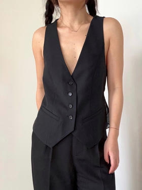 TU｜C04SS24-JK06-BK00 澳毛拼接马甲 [ 黑 ]