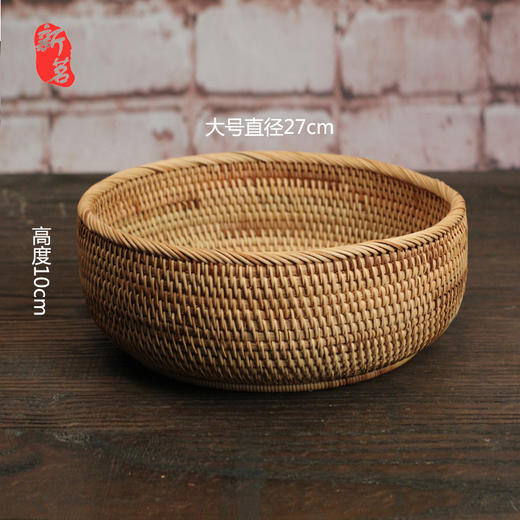秋藤手工编织收纳筐 圆形 商品图6