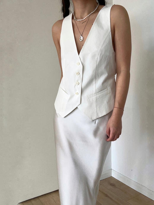 TU｜C04SS24-JK06-WT00 纯棉拼接马甲 [ 白 ] 商品图5