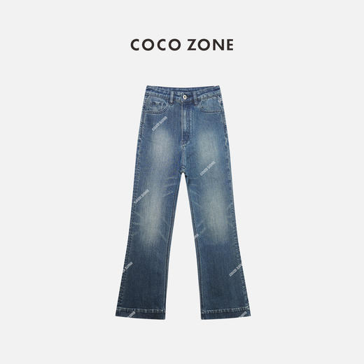 COCO ZONE "早春牛仔裤"复古微喇修身磨白微喇裤 23C19754 商品图0