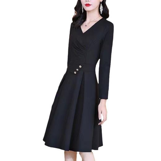 AHM-5281法式优雅赫本风小黑裙春季新款时尚气质百搭通勤修身连衣裙 商品图4