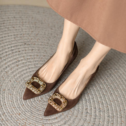 【预售5天】轻奢优雅百搭，尖头羊翻皮高跟鞋XKDY&X1651 商品图4