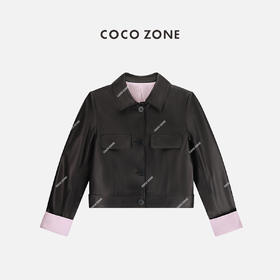 COCO ZONE 新中式皮衣翻领领短款气质羊皮夹克外套 CC2A0168