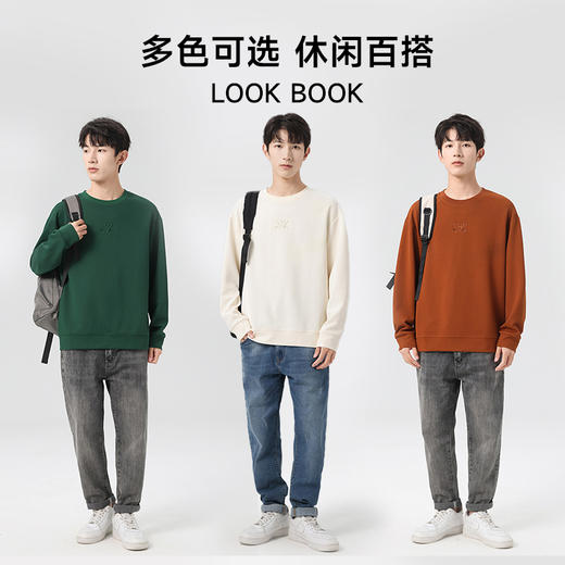 【Q】【新款DSL】大依优型大码圆领卫衣肌理感长袖加肥加大胖子上衣男士T恤肥佬打底男装 商品图2