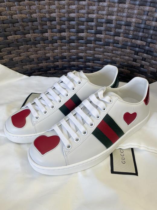 【现货单件特惠秒】Gucci古驰 ACE 阴阳色 红心真皮百搭休闲板鞋/小白鞋 435638 商品图10