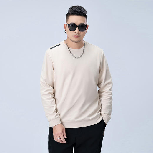 【新款DMH】大依优型大码圆领卫衣长袖弹力加肥加大胖子上衣男士T恤肥佬打底男装 商品图3