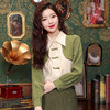 KQL-8603新中式国风长袖衬衫女春季春装新款假两件雪纺复古盘扣上衣 商品缩略图0