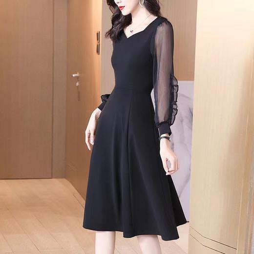 AHM-5302法式复古赫本风小黑裙春季新款时尚优雅气质修身显瘦连衣裙 商品图2