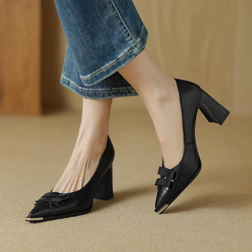 【预售5天】简约拼接蝴蝶结，里外真皮浅口单鞋DP&2260 商品图11