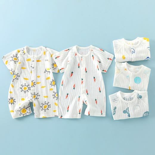 【宝宝短袖连体衣】婴儿衣服夏季薄款女短袖新生儿男宝宝睡衣A类纯棉哈衣短袖连体衣 商品图2