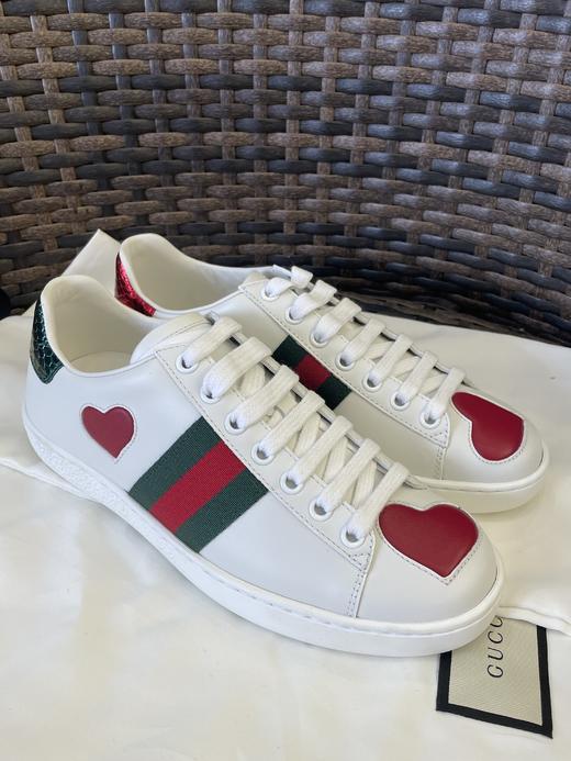 【现货单件特惠秒】Gucci古驰 ACE 阴阳色 红心真皮百搭休闲板鞋/小白鞋 435638 商品图12