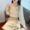 KQL-1361中国风复古盘扣立领雪纺衬衫女春装小众设计感上衣高级感重工小衫 商品缩略图2