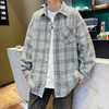 【新款DH】大依优型大码时尚翻领夹克格子雷萨加肥加大休闲胖子宽松外套上衣男装潮流 商品缩略图0
