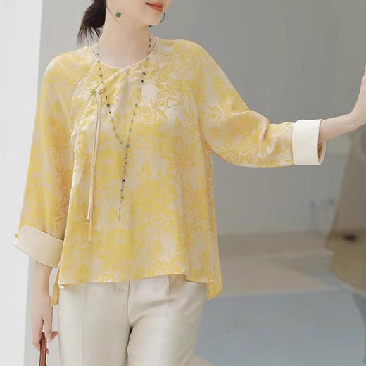 裁缝学苑AQ246春夏新中式国风女装人丝提花唐装旗袍式上衣宽松禅意茶服文艺衬衫 商品图2