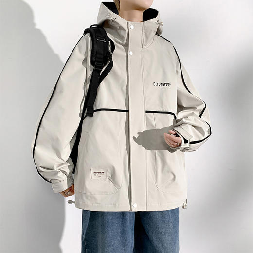 【新款DSL】大依优型大码外套冲锋衣工装连帽外套男宽松加肥加大码上衣夹克 商品图2