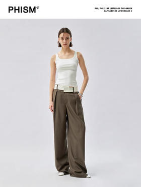 拼接腰头阔腿裤