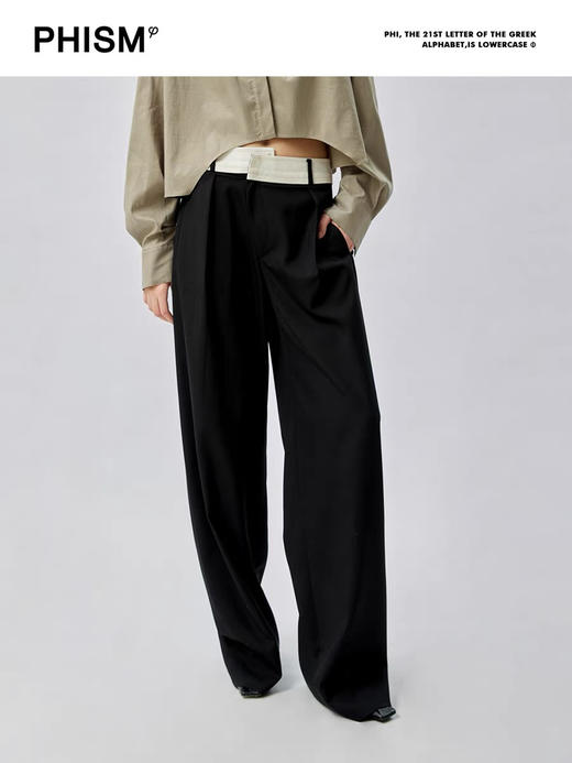 拼接腰头阔腿裤 商品图0