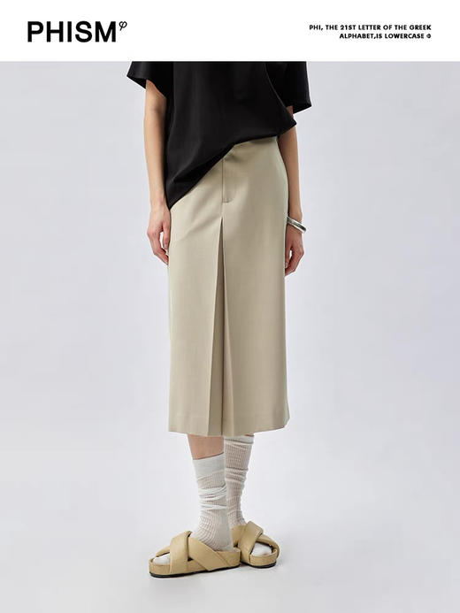 无腰头前翻褶半身裙 商品图0