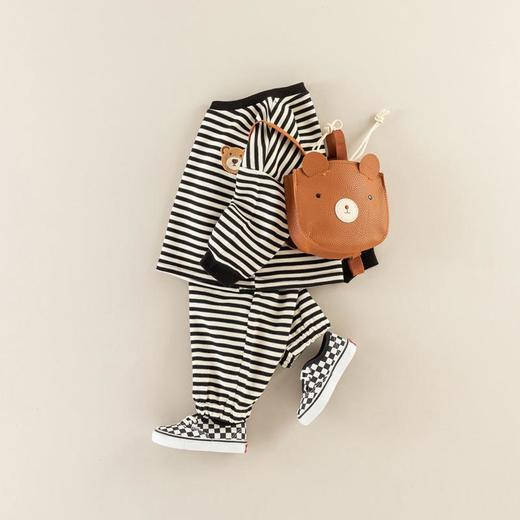 儿童套装春季男童小熊打底衫宝宝韩版裤子春装女童衣服条纹三件套 商品图4