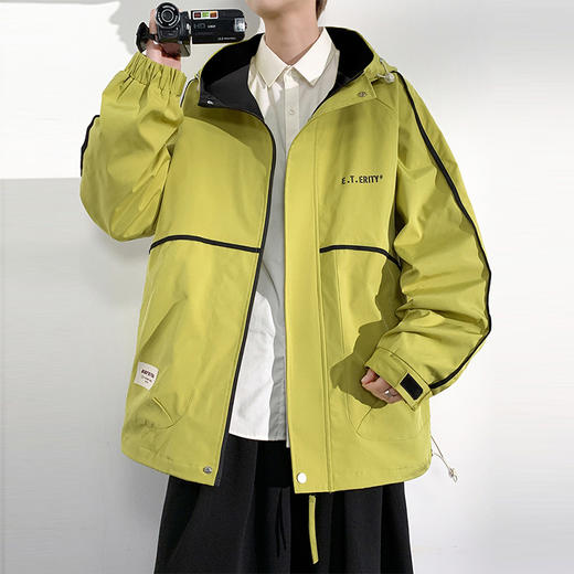 【新款DSL】大依优型大码外套冲锋衣工装连帽外套男宽松加肥加大码上衣夹克 商品图0