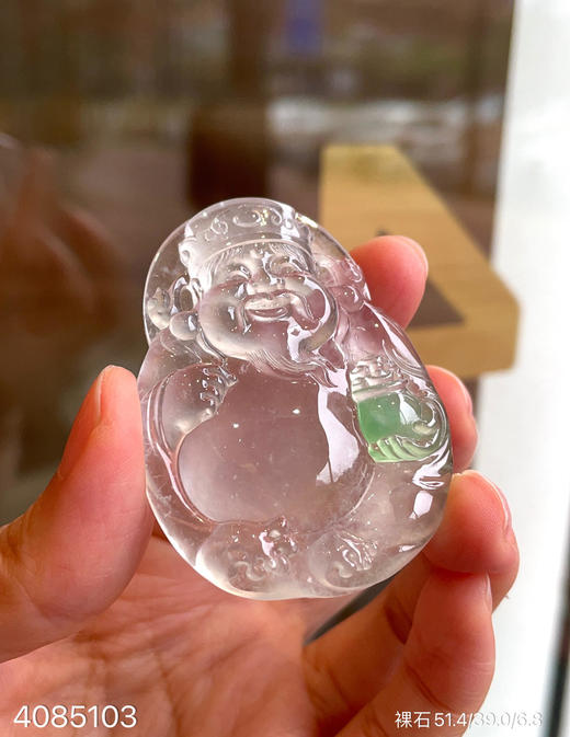 玻璃种飘翠财神爷裸石【4085103】具体价格微信咨询 商品图1