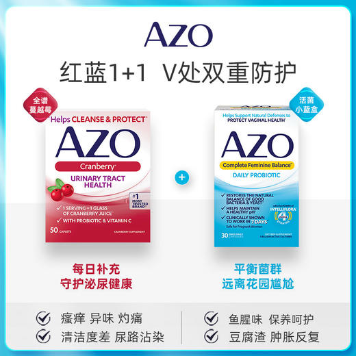 【保税仓】美国 AZO 女性私护全面平衡益生菌30粒 小蓝盒 商品图3
