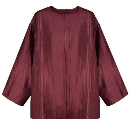 极简插肩袖珠光圆领套头小衫女宽松慵懒老钱风垂感衬衫 商品图4