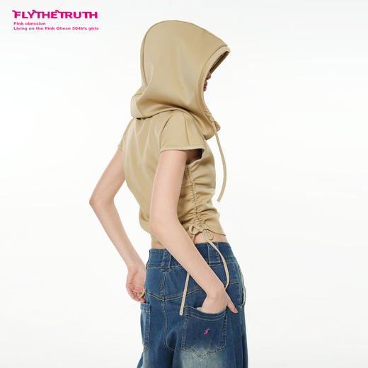 FTT Flythetruth 金盏爵士 收腰无袖连帽卫衣女春修身短款背心T恤 商品图2