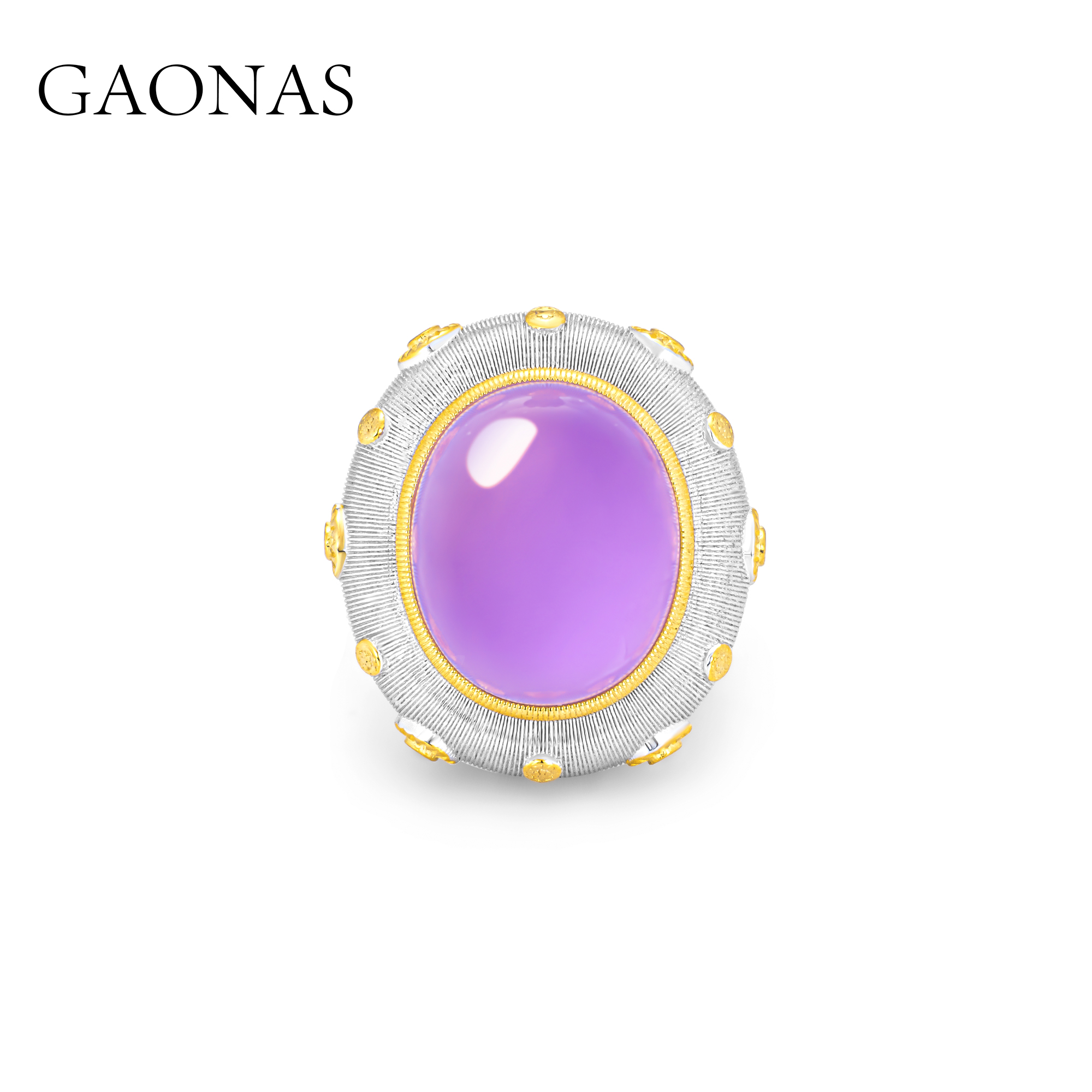 GAONAS 925银合成锆石戒指 紫罗兰 国风潮流设计紫色戒指10368JPR