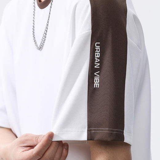 【一口价】【冰丝高弹】【新款DQ】大依优型大码短袖T恤圆领拼接加肥加大男士大号弹力透气舒适半袖夏装潮款 商品图2