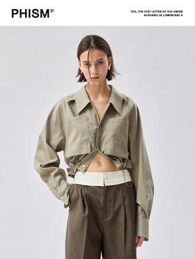 松紧下摆短衬衫