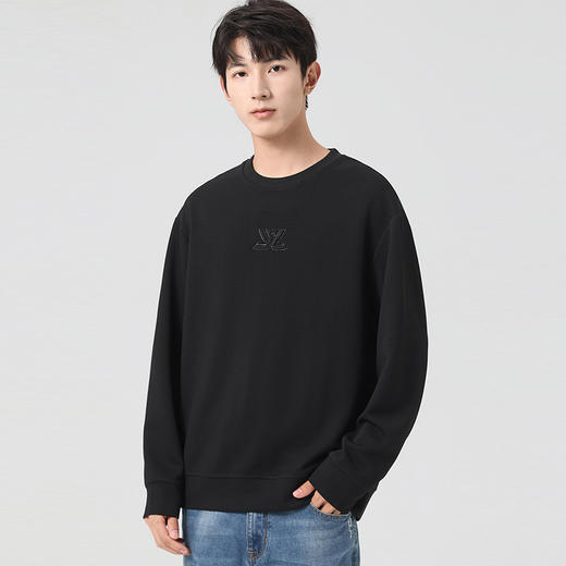 【Q】【新款DSL】大依优型大码圆领卫衣肌理感长袖加肥加大胖子上衣男士T恤肥佬打底男装 商品图0