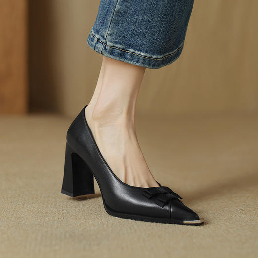 【预售5天】简约拼接蝴蝶结，里外真皮浅口单鞋DP&2260 商品图10