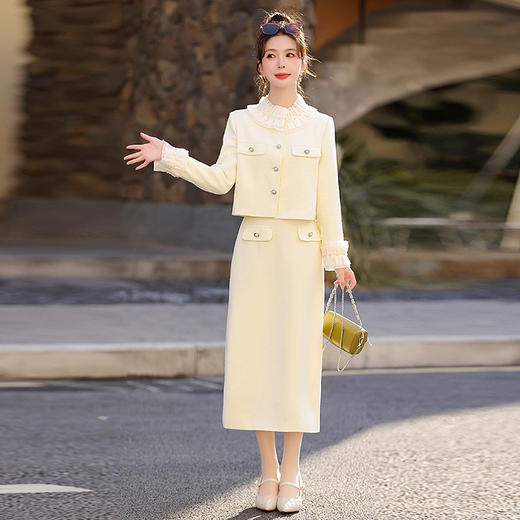 拼接百褶小香风套装2024年春季气质时尚优雅法式两件套裙HR-YWY8923 商品图6