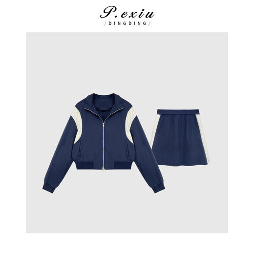 03-4潘依绣丁丁宠粉PanYiXiu/潘依绣春夏新品撞色运动休闲外套短裤套装 W-61911 商品图1