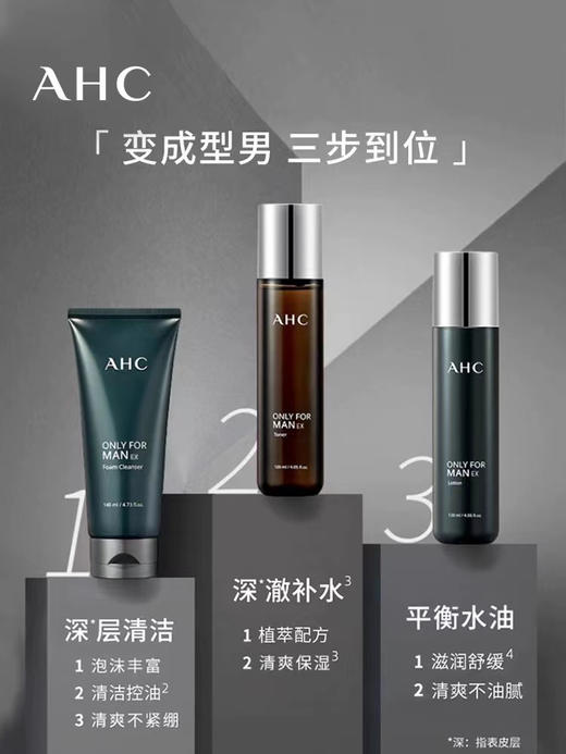 【海关保税直发】新款AHC男士水乳三件套-补上保湿抗衰滋润-新旧版随机-会员5折 商品图1