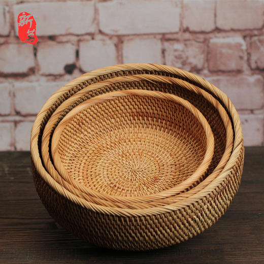 秋藤手工编织收纳筐 圆形 商品图7