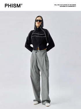 撞色收腰卫衣外套