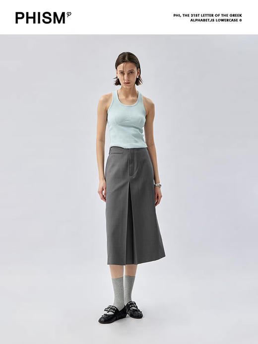 无腰头前翻褶半身裙 商品图0