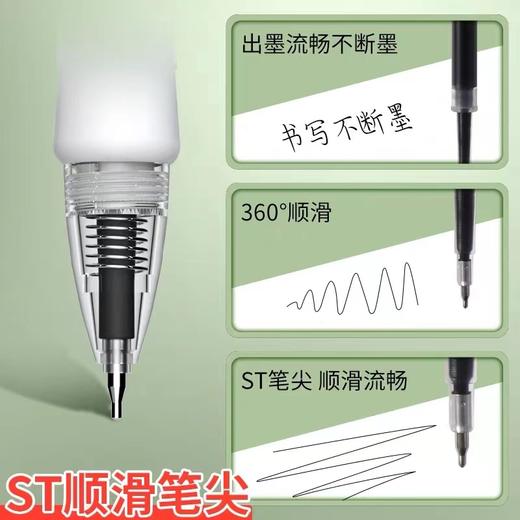 晨光ST头按动中性笔芯黑色0.5mm 1支 G-5按压笔替芯透明杆水笔芯黑色顺滑2638 商品图1